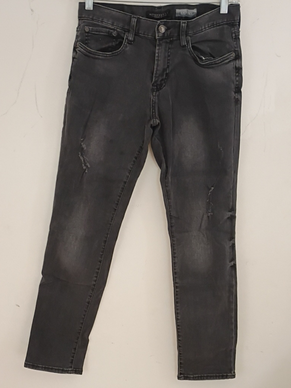 Aeropostale Men's Black Washed Skinny Jeans